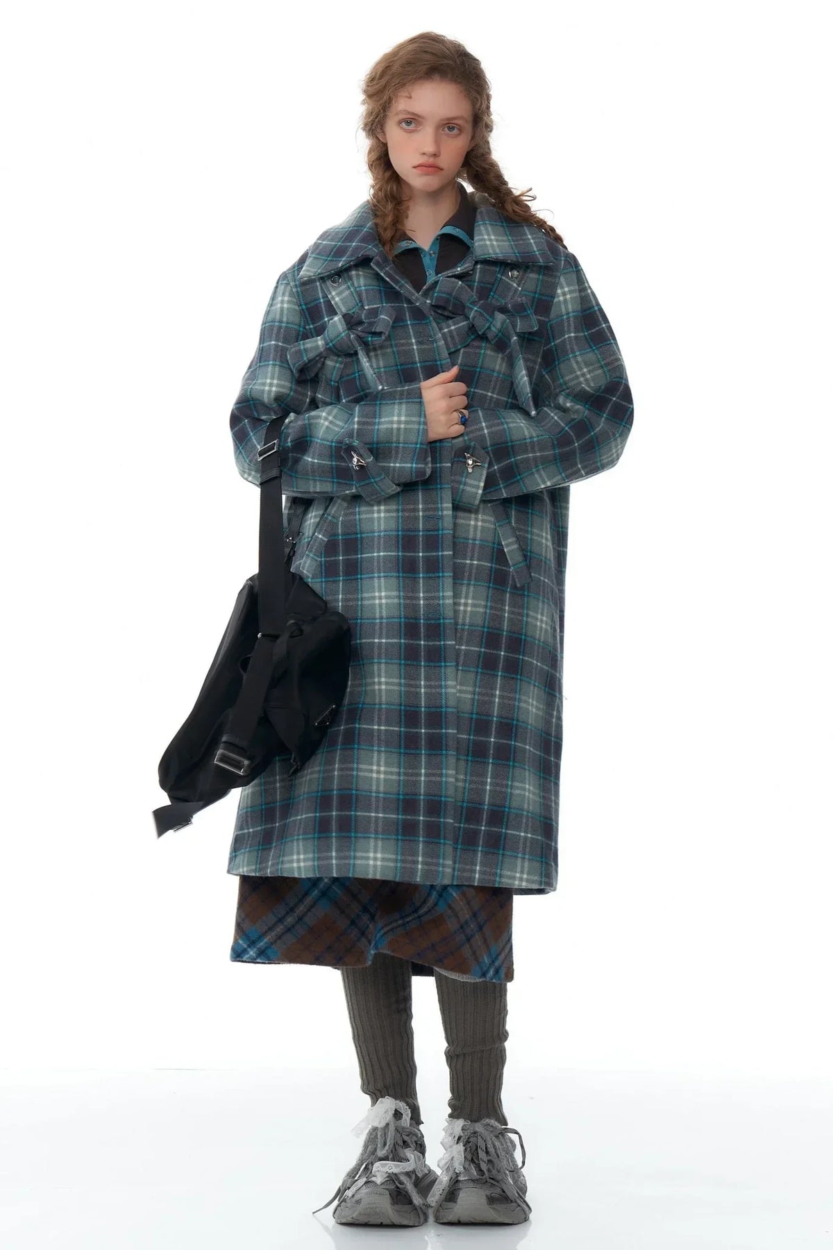 Luxury Tartan Mid-Length Coat
