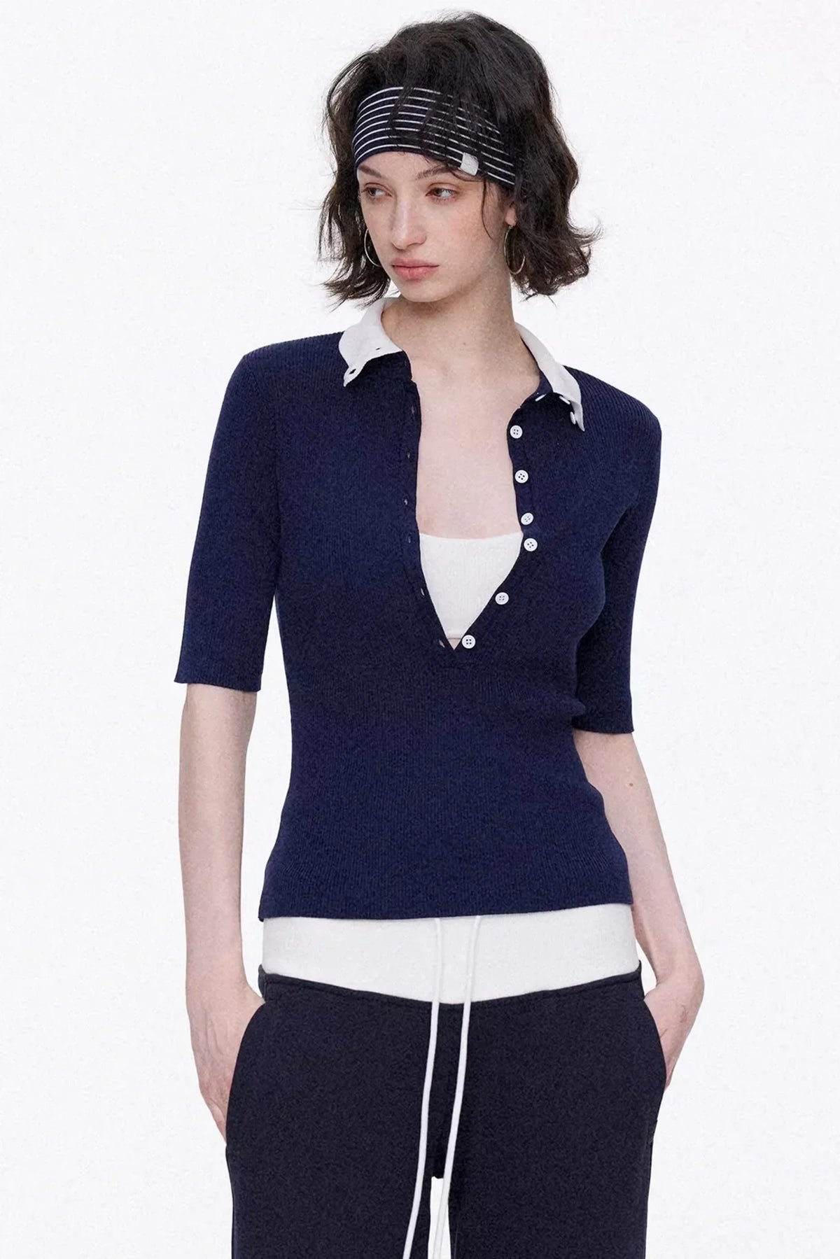 Lyocell Color-Blocked Knit Top