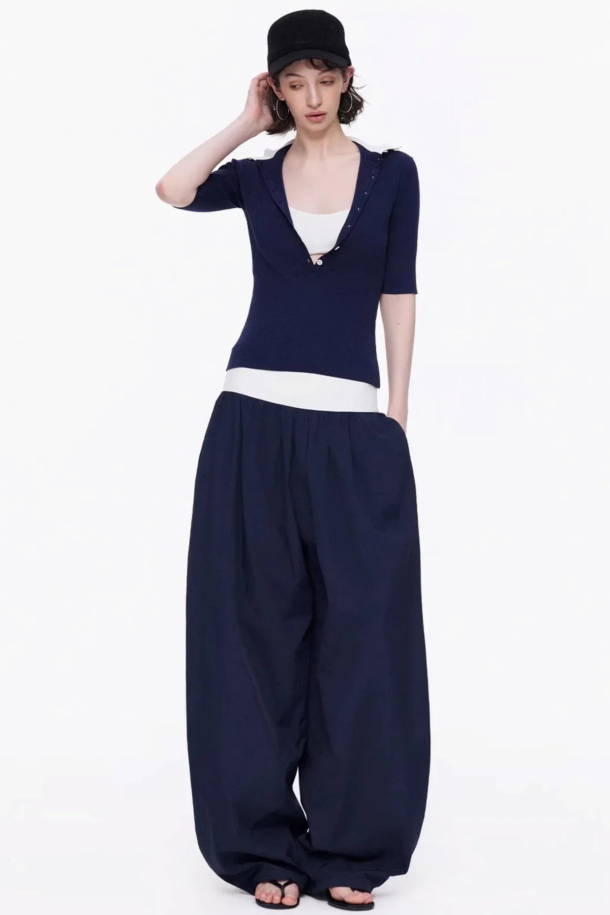 Lyocell Color-Blocked Knit Top