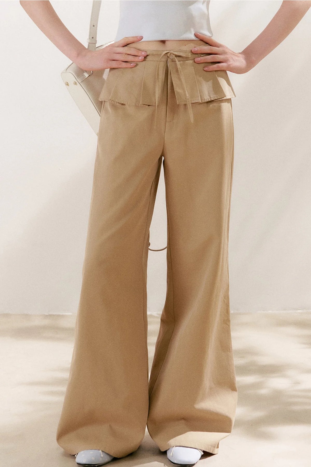 Lyocell Cotton Pleated Wide-Leg Pants