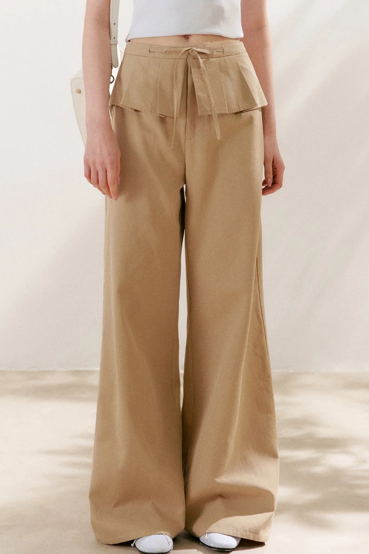 Lyocell Cotton Pleated Wide-Leg Pants