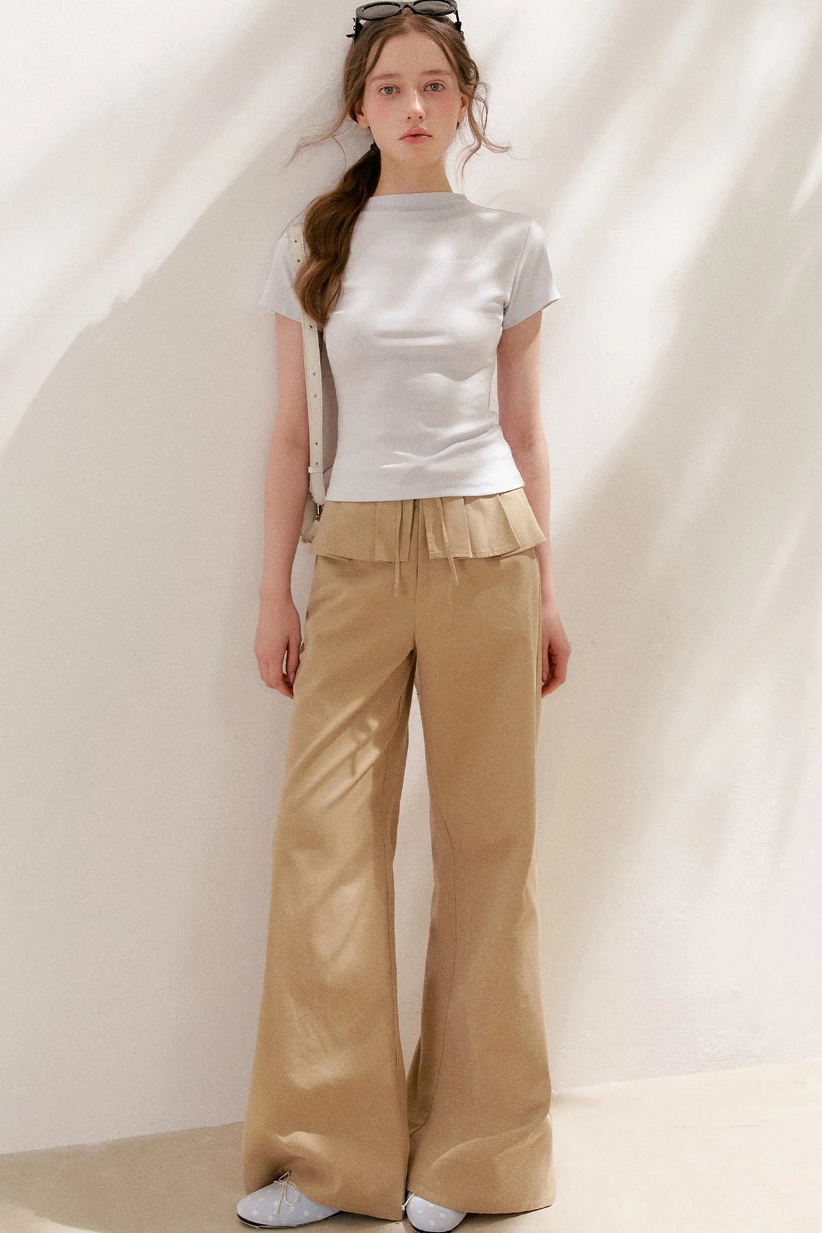 Lyocell Cotton Pleated Wide-Leg Pants