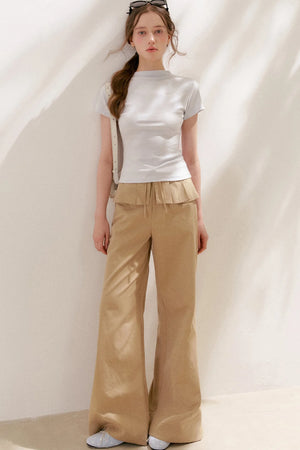 Lyocell Cotton Pleated Wide-Leg Pants