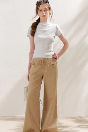Lyocell Cotton Pleated Wide-Leg Pants