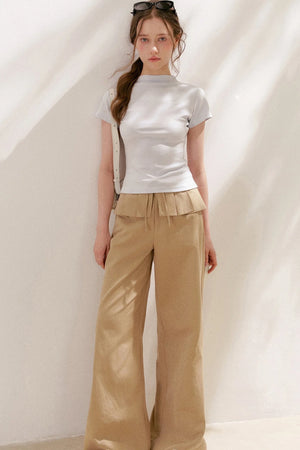 Lyocell Cotton Pleated Wide-Leg Pants