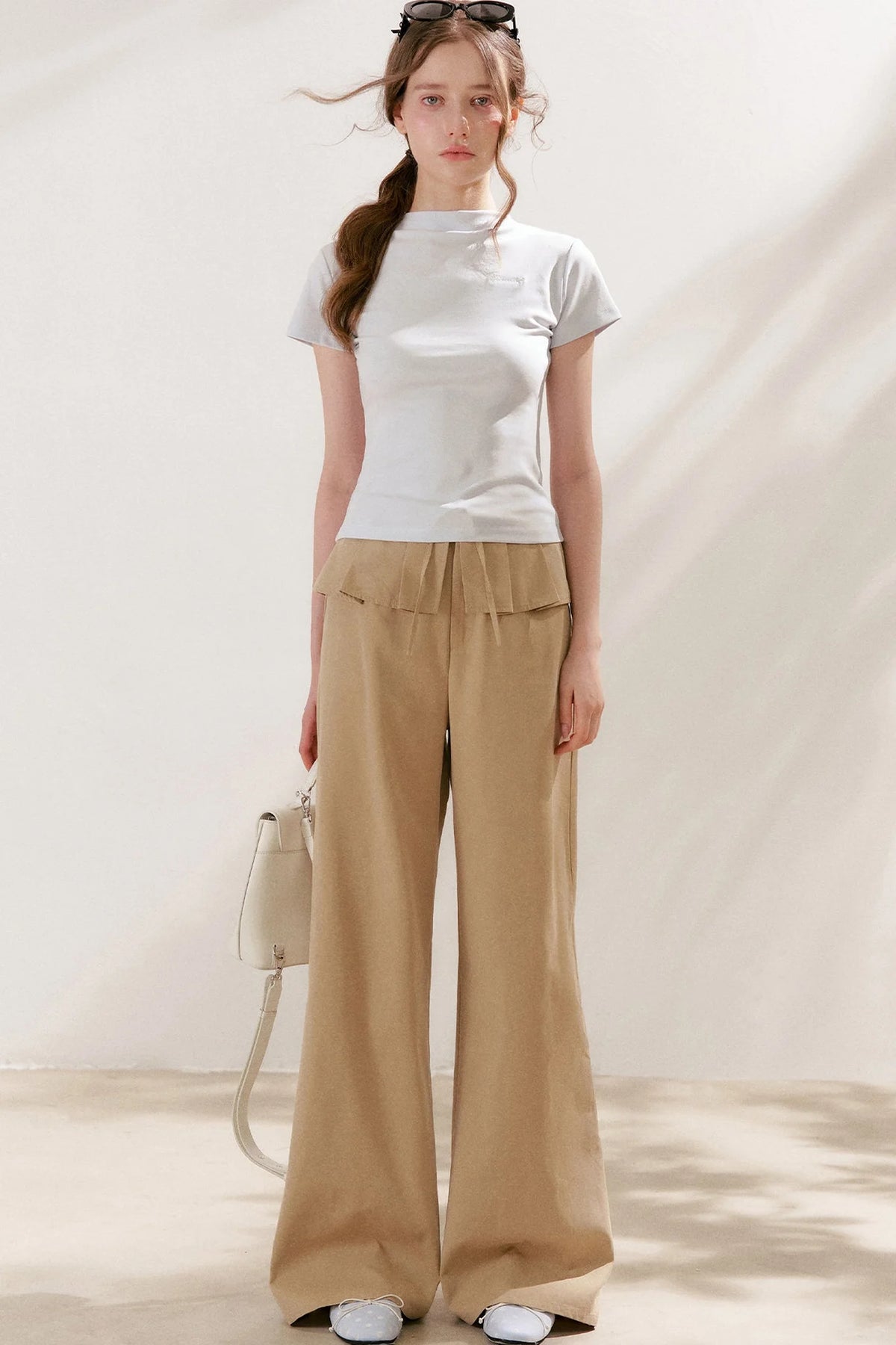 Lyocell Cotton Pleated Wide-Leg Pants