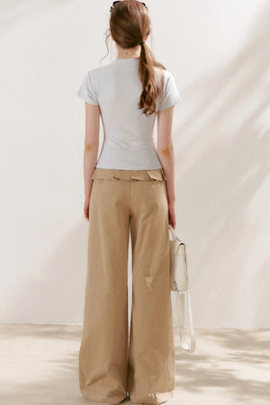 Lyocell Cotton Pleated Wide-Leg Pants