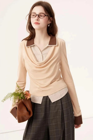 Lyocell Drape Plaid Blouse