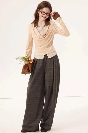 Lyocell Drape Plaid Blouse
