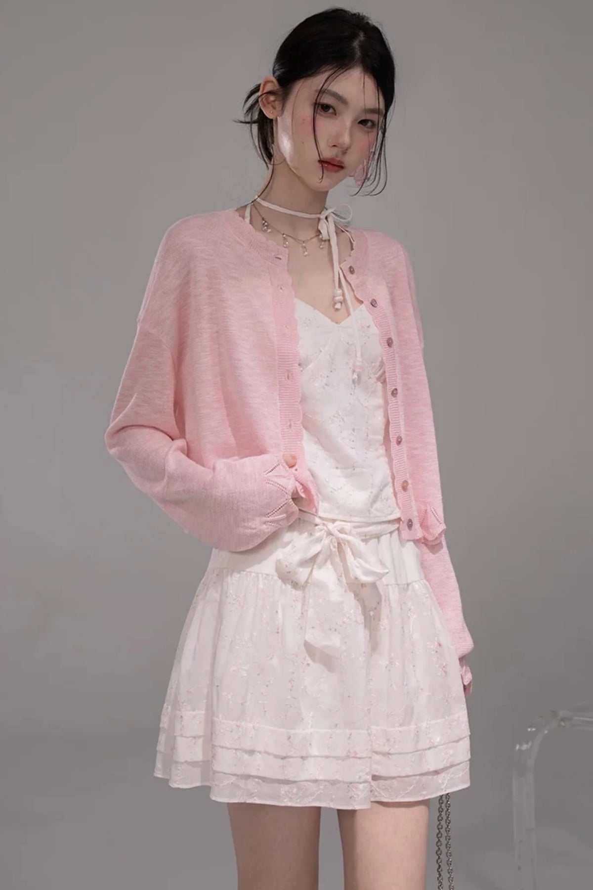 Lyocell Embroidered Blouse and Skirt Set-Up