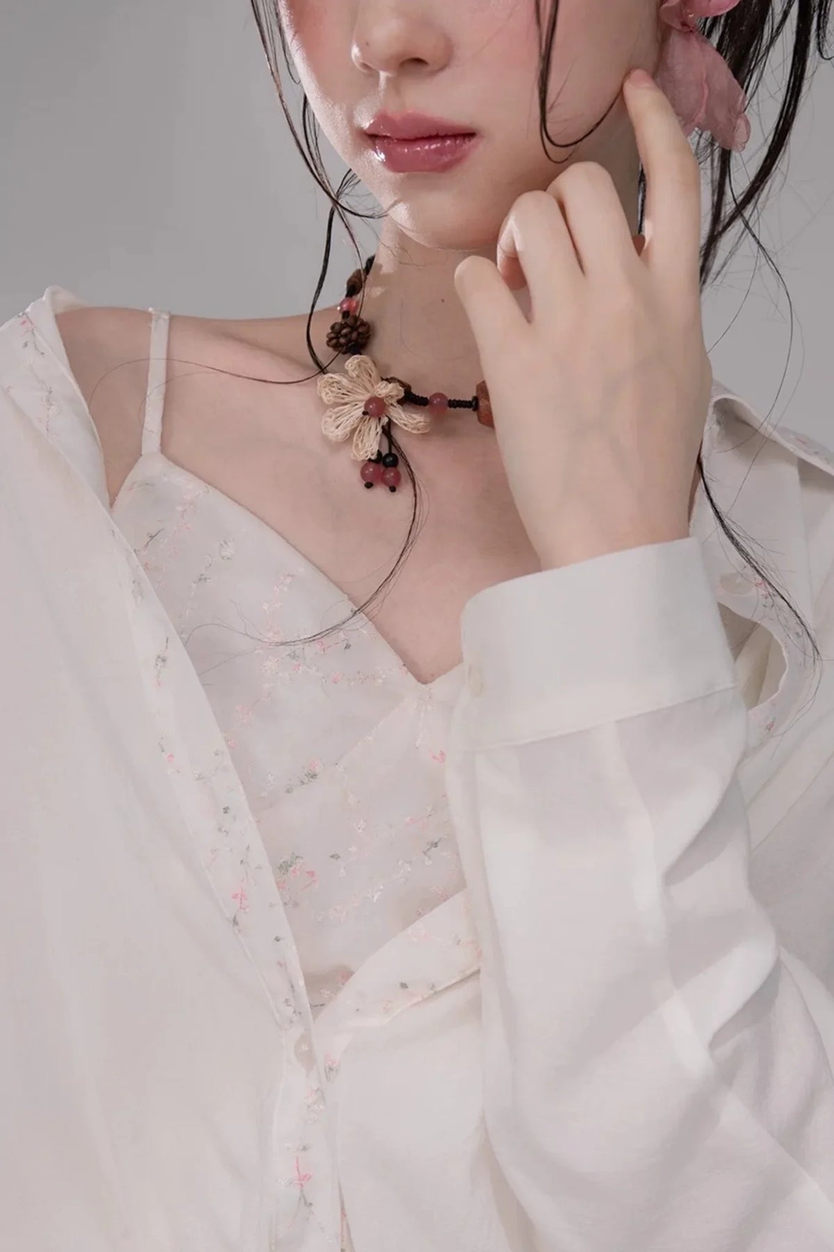 Lyocell Embroidered Blouse and Skirt Set-Up