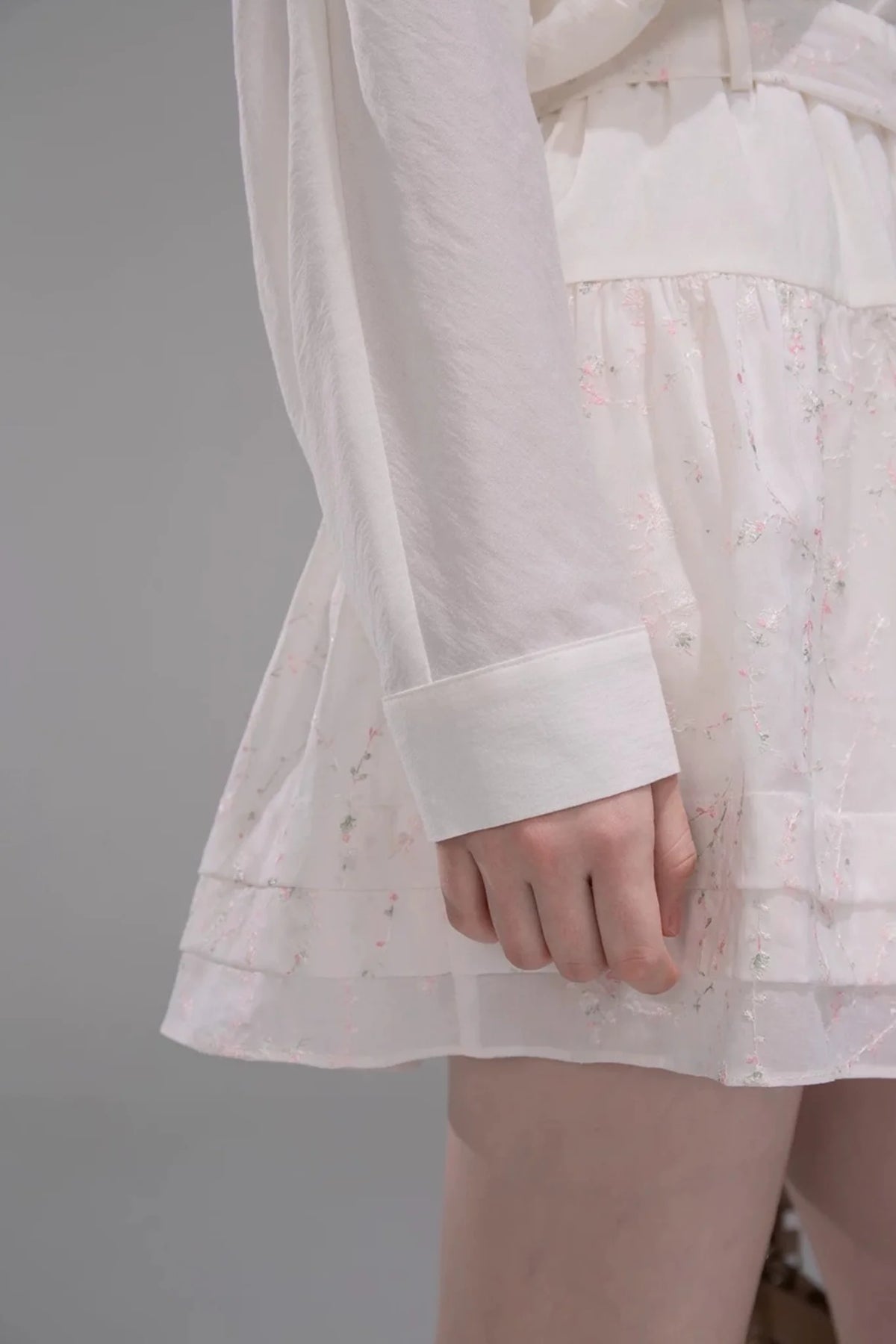 Lyocell Embroidered Blouse and Skirt Set-Up