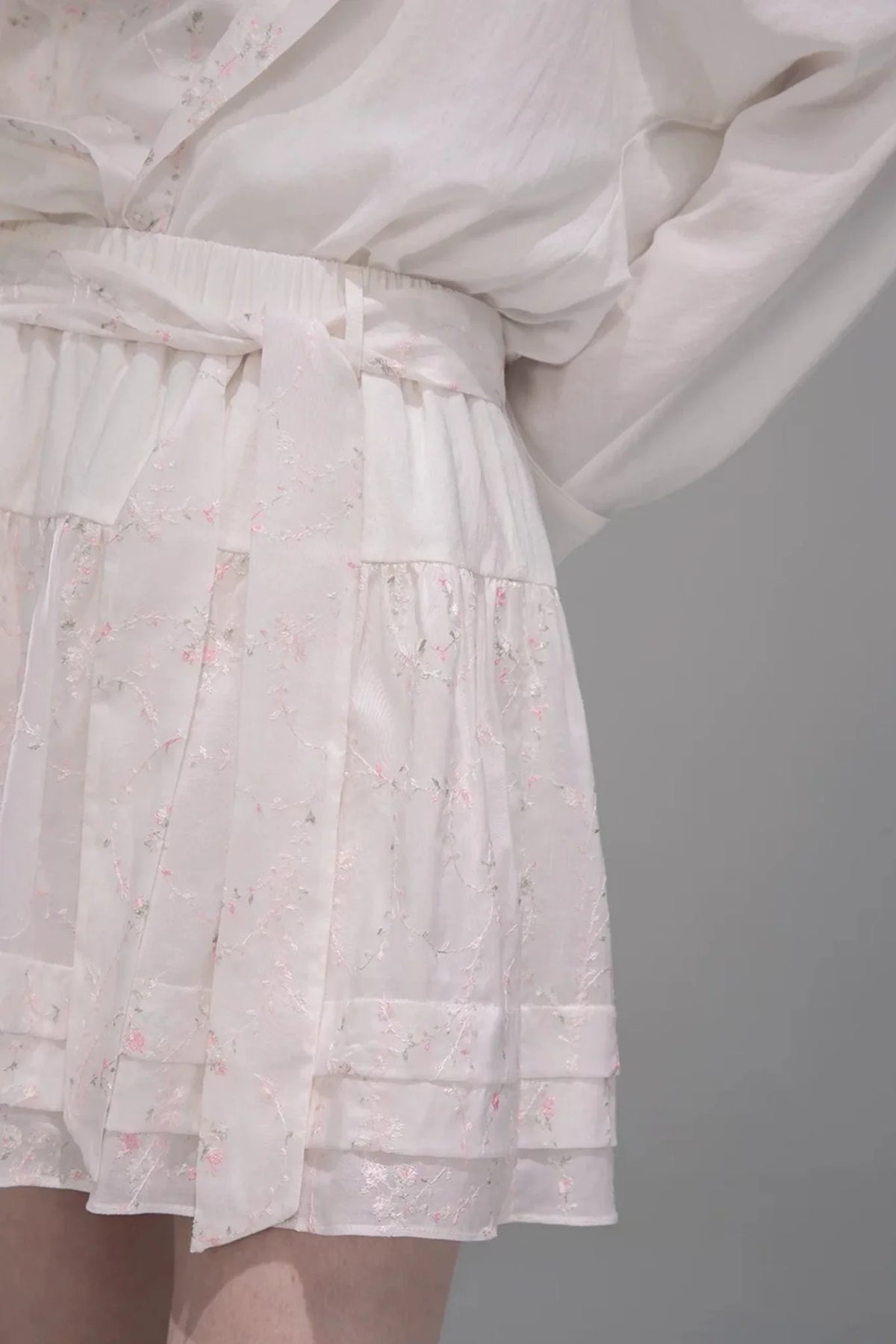Lyocell Embroidered Blouse and Skirt Set-Up