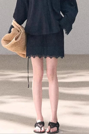 Lyocell Embroidered Draped Skirt Set-Up