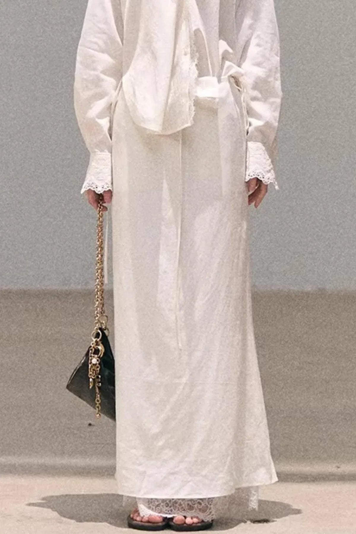 Lyocell Embroidered Draped Skirt Set-Up