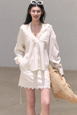 Lyocell Embroidered Draped Skirt Set-Up