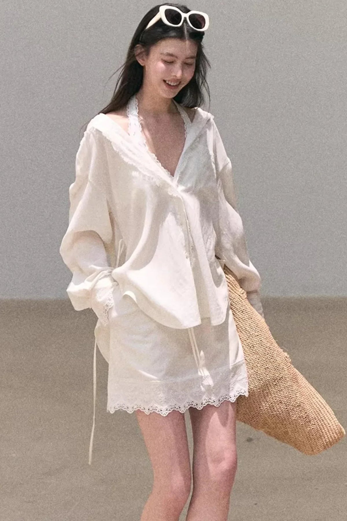 Lyocell Embroidered Draped Skirt Set-Up