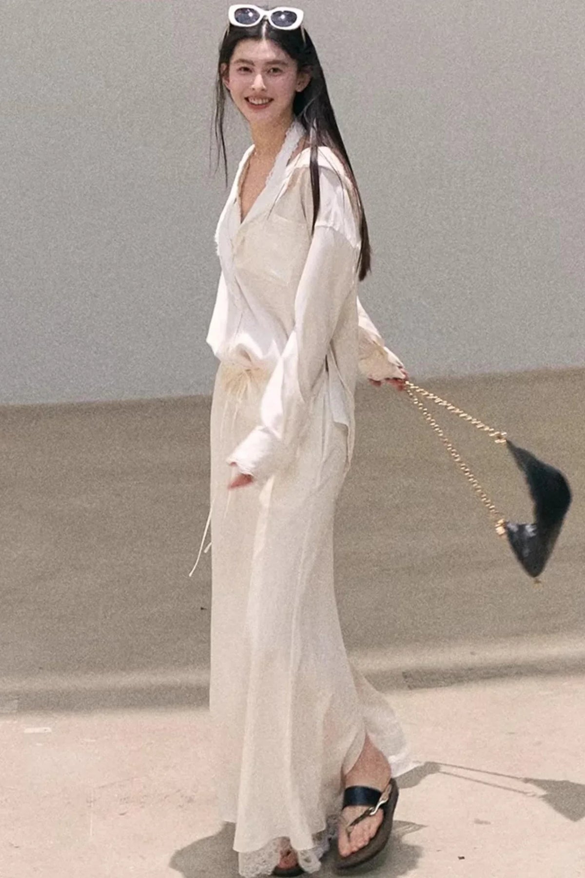 Lyocell Embroidered Draped Skirt Set-Up