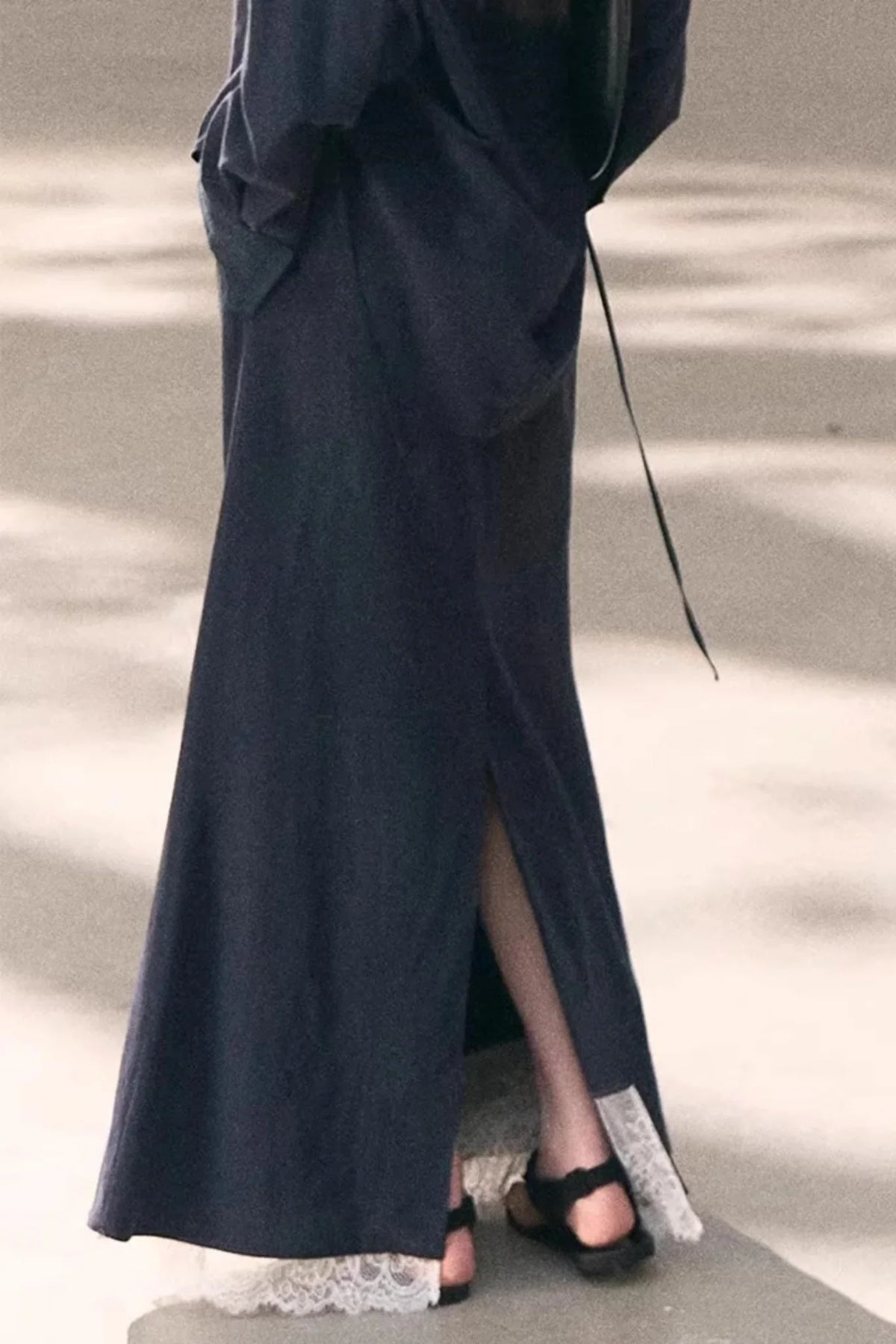 Lyocell Embroidered Draped Skirt Set-Up