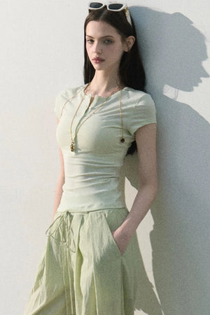 Lyocell Embroidered Polo Top