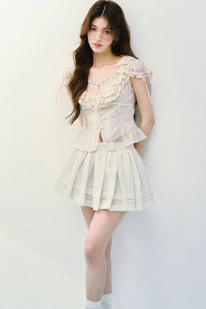 Lyocell Embroidered Puff Sleeve Blouse