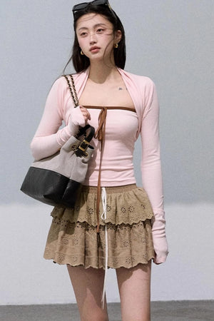 Lyocell Embroidered Puffy Cake Skirt