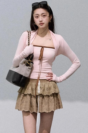 Lyocell Embroidered Puffy Cake Skirt