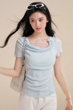 Lyocell Flower Pleated Top