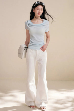 Lyocell Flower Pleated Top