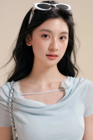 Lyocell Flower Pleated Top