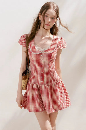 Lyocell French Lace Plaid Dress Set-Up