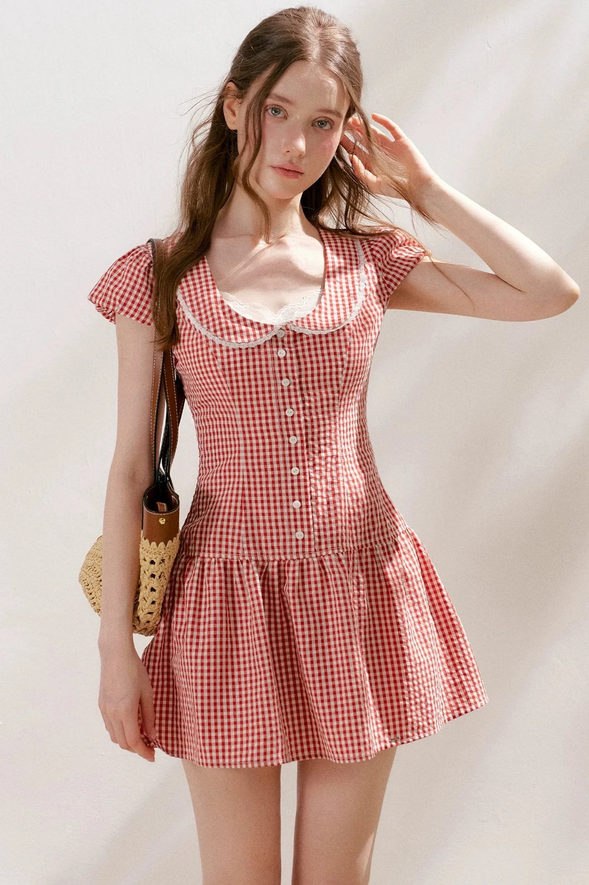 Lyocell French Lace Plaid Dress Set-Up