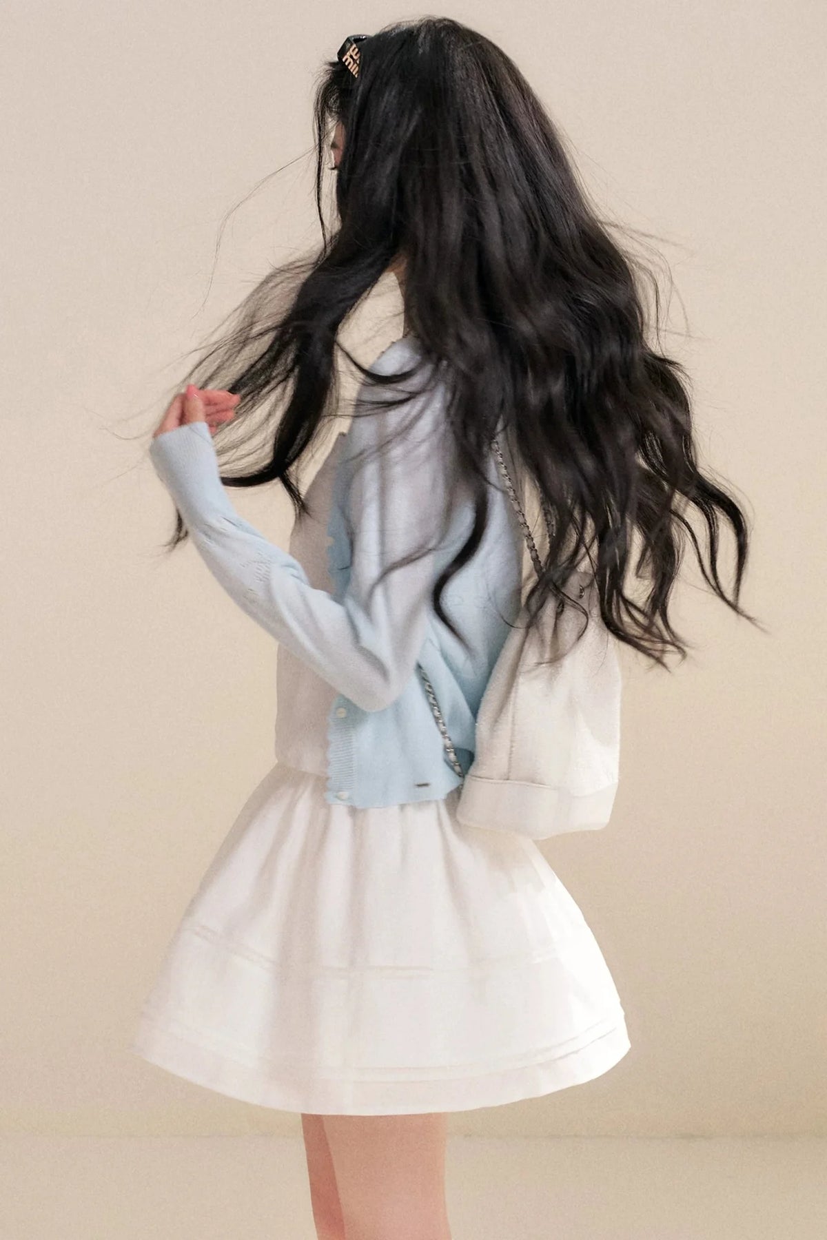 Lyocell Hollow Wave Cardigan