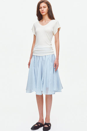 Lyocell Insert Panel Midi Skirt
