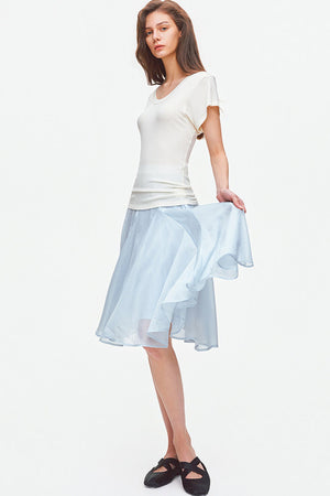 Lyocell Insert Panel Midi Skirt