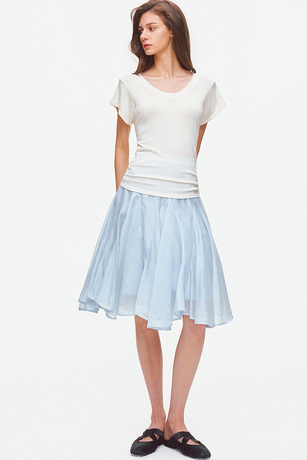 Lyocell Insert Panel Midi Skirt
