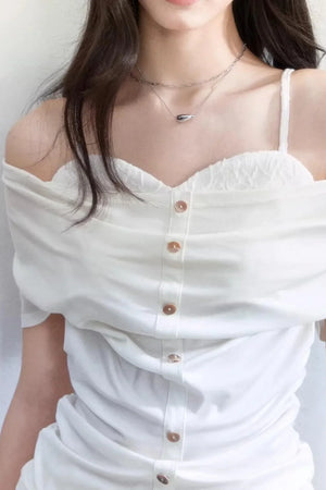 Lyocell Jacquard One-Shoulder Top Set-Up