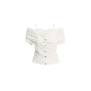 Lyocell Jacquard One-Shoulder Top Set-Up