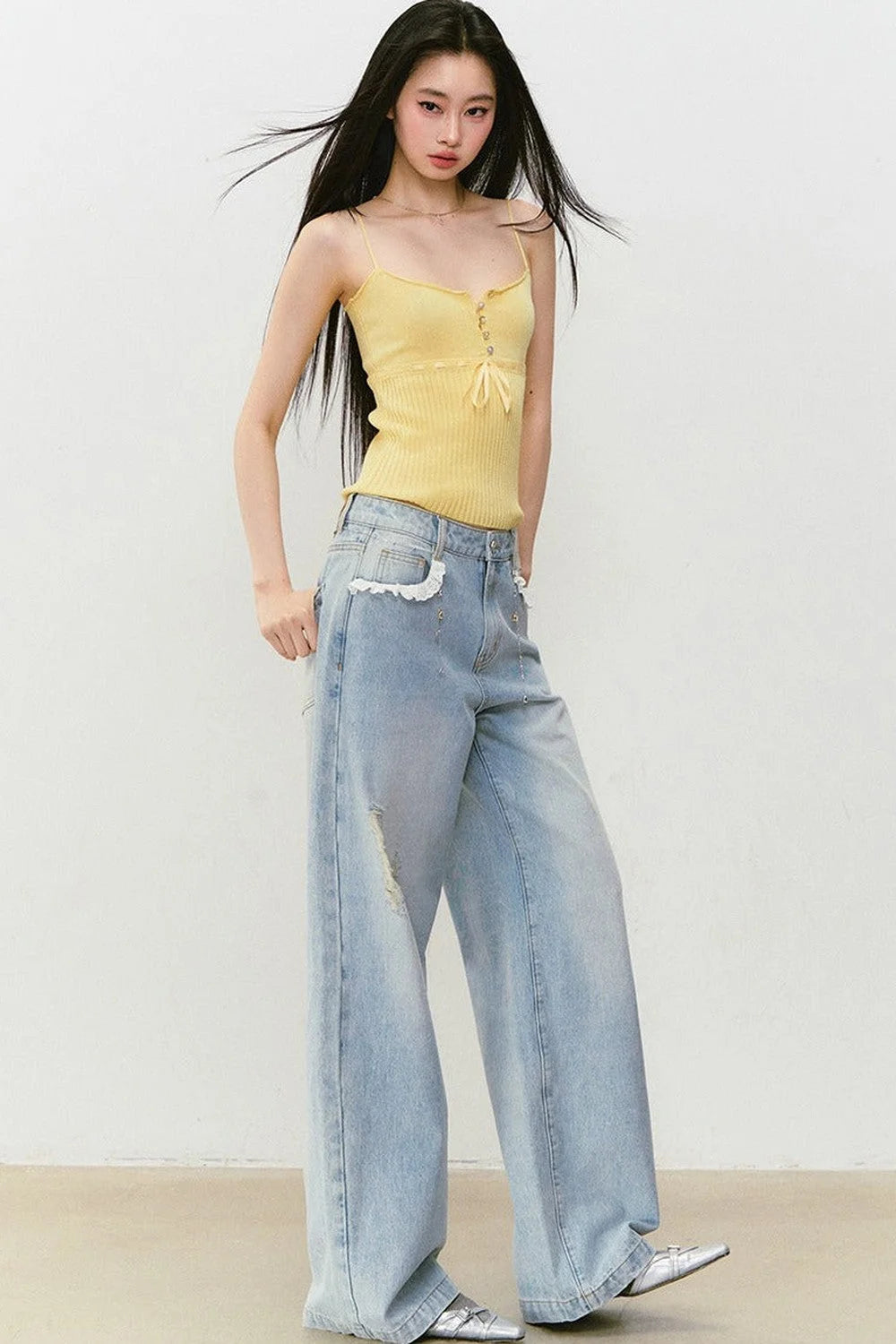 Lyocell Knit Ribbon Camisole