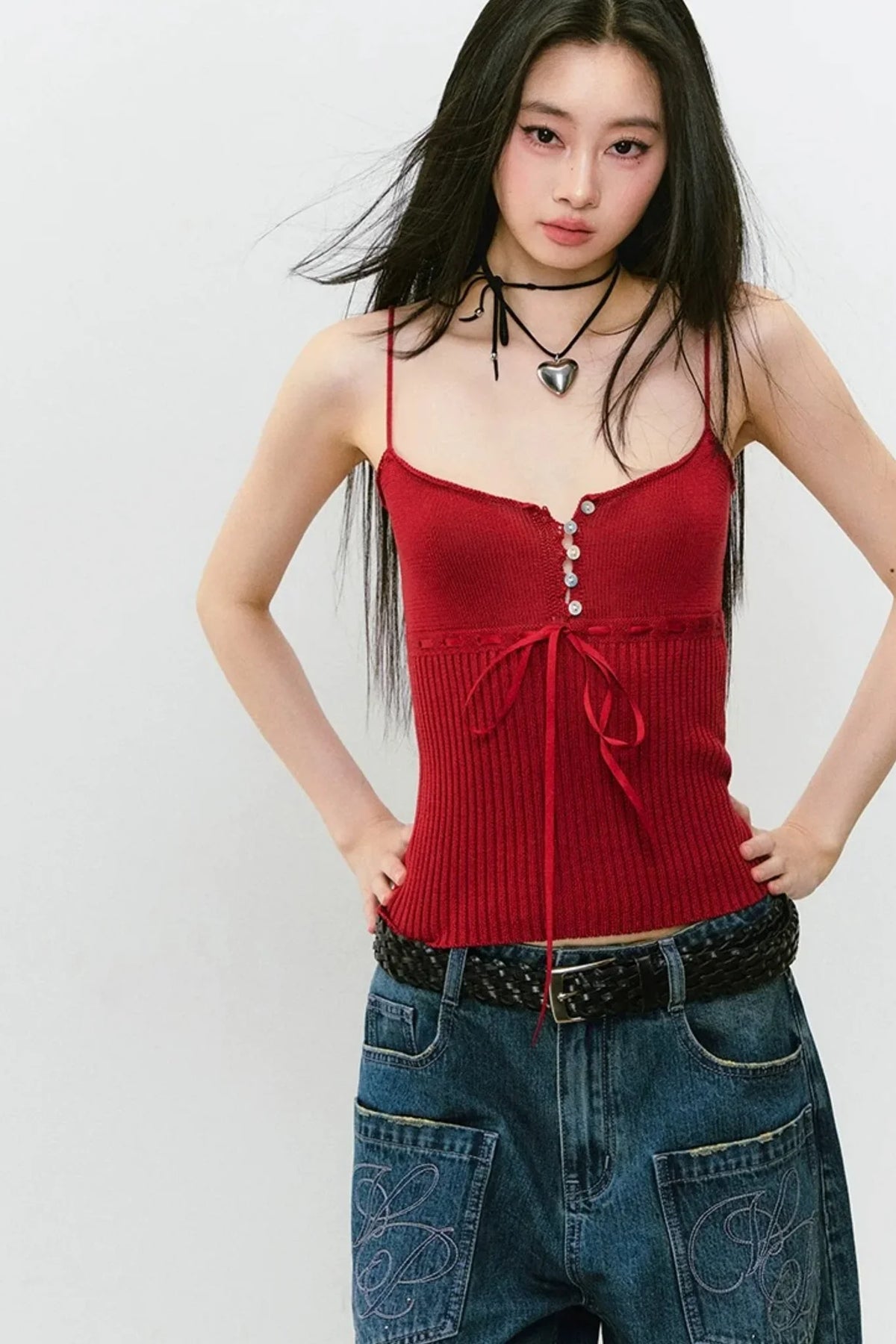 Lyocell Knit Ribbon Camisole