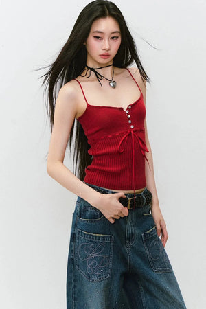 Lyocell Knit Ribbon Camisole