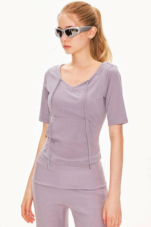 Lyocell Knit V-Neck Ensemble Set-Up