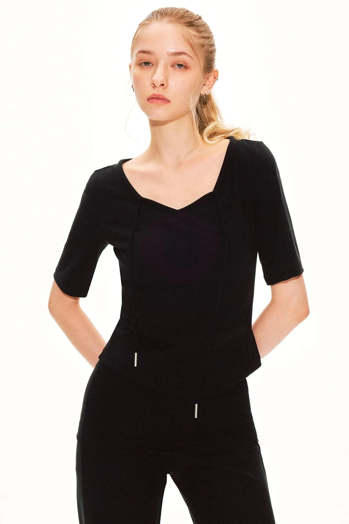 Lyocell Knit V-Neck Ensemble Set-Up