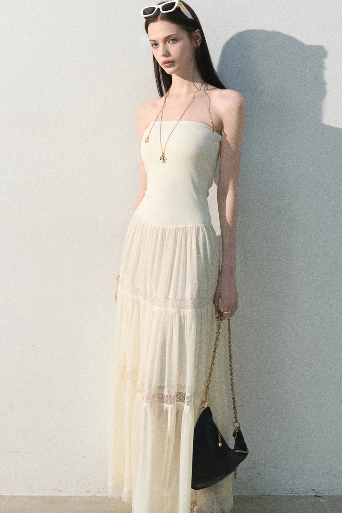Lyocell Lace Off-Shoulder Dress