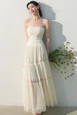 Lyocell Lace Off-Shoulder Dress