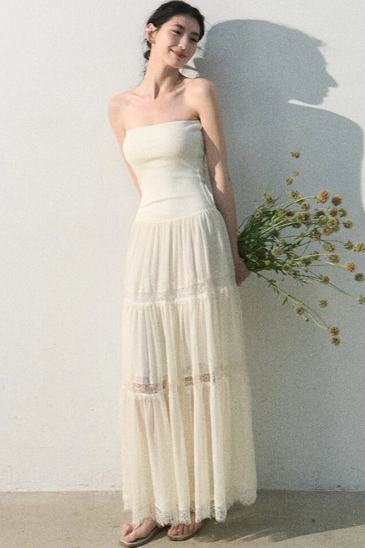 Lyocell Lace Off-Shoulder Dress