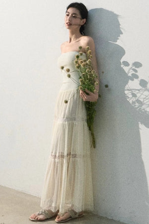 Lyocell Lace Off-Shoulder Dress