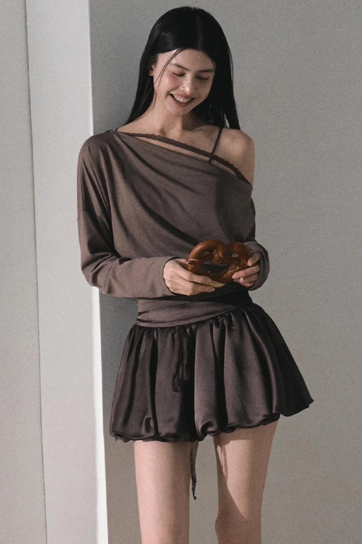 Lyocell Lace Swing Long T-Shirt