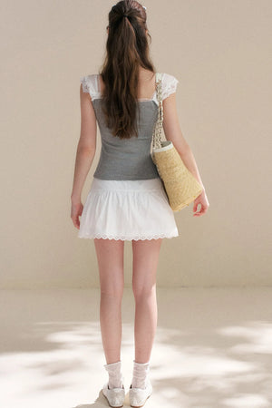 Lyocell Lace Trim Knit Top