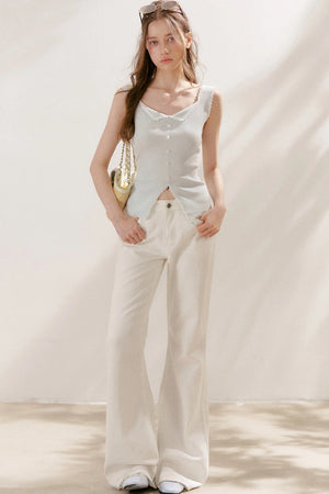 Lyocell Lace Trim Knit Vest
